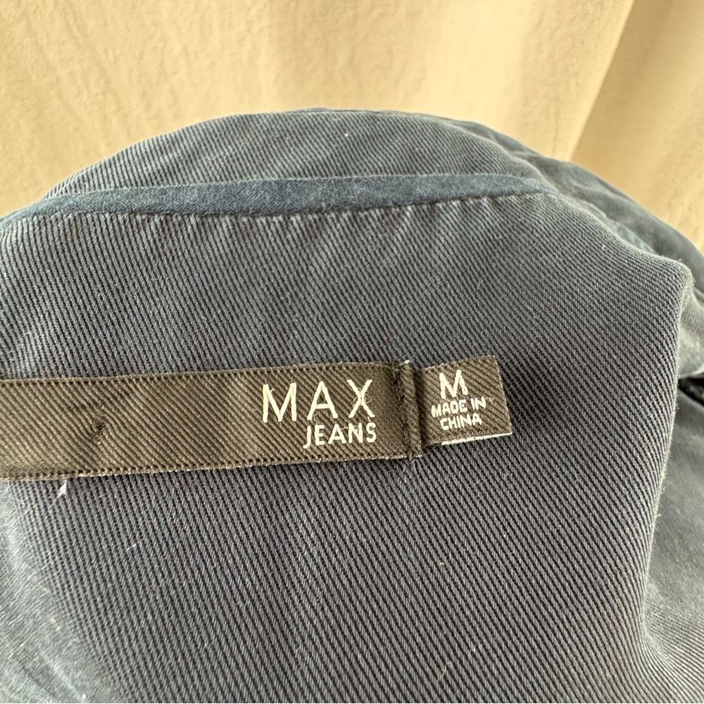 Max Jeans Dark Navy Blue Tencel Open Waterfall Drawstring Waist Jacket M - Picture 12 of 14